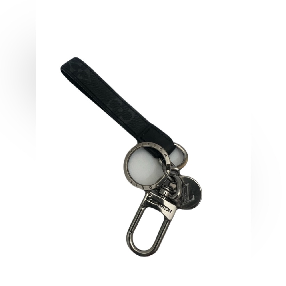 SOLD Louis Vuitton Dragonne Bag Charm Key Holder Black & Silver Authentic
